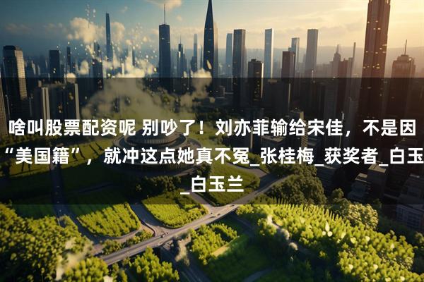 啥叫股票配资呢 别吵了！刘亦菲输给宋佳，不是因为“美国籍”，就冲这点她真不冤_张桂梅_获奖者_白玉兰